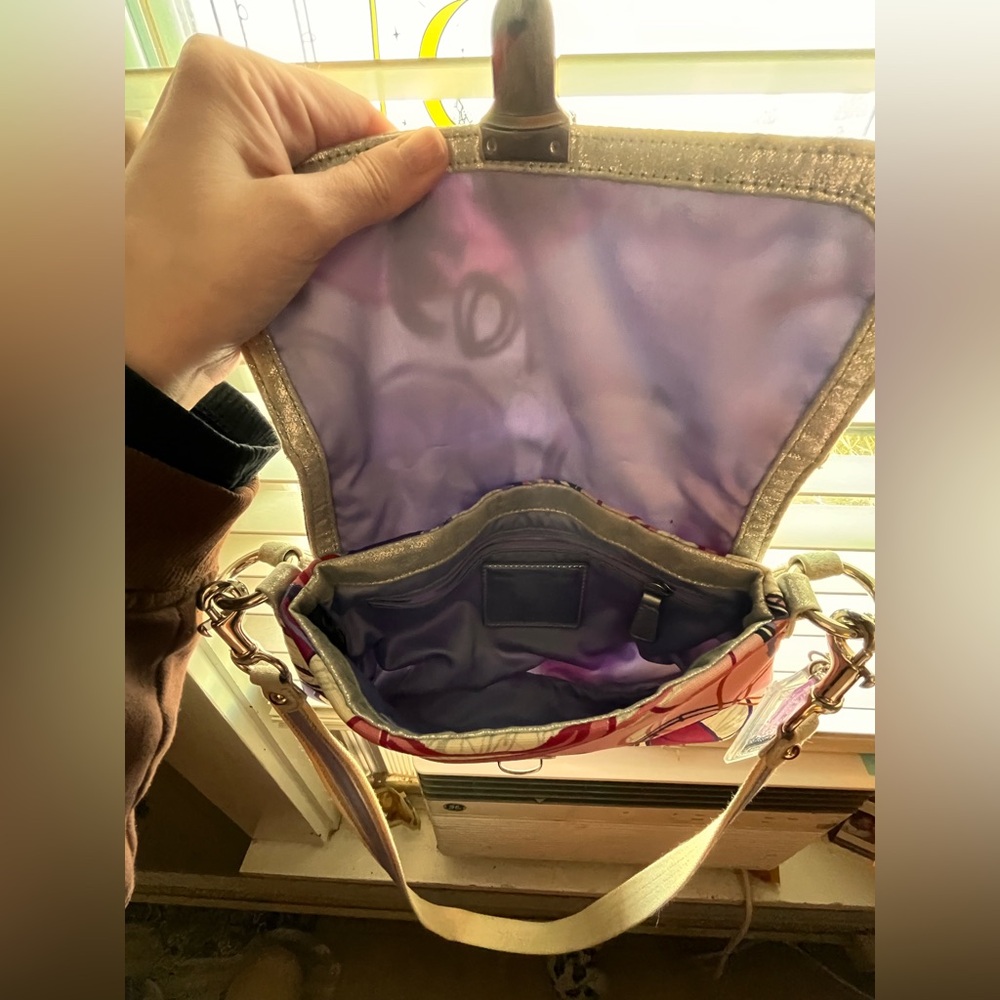 Coach Layla Poppy Metallic Hobo Crossbody - Picture 6 of 9